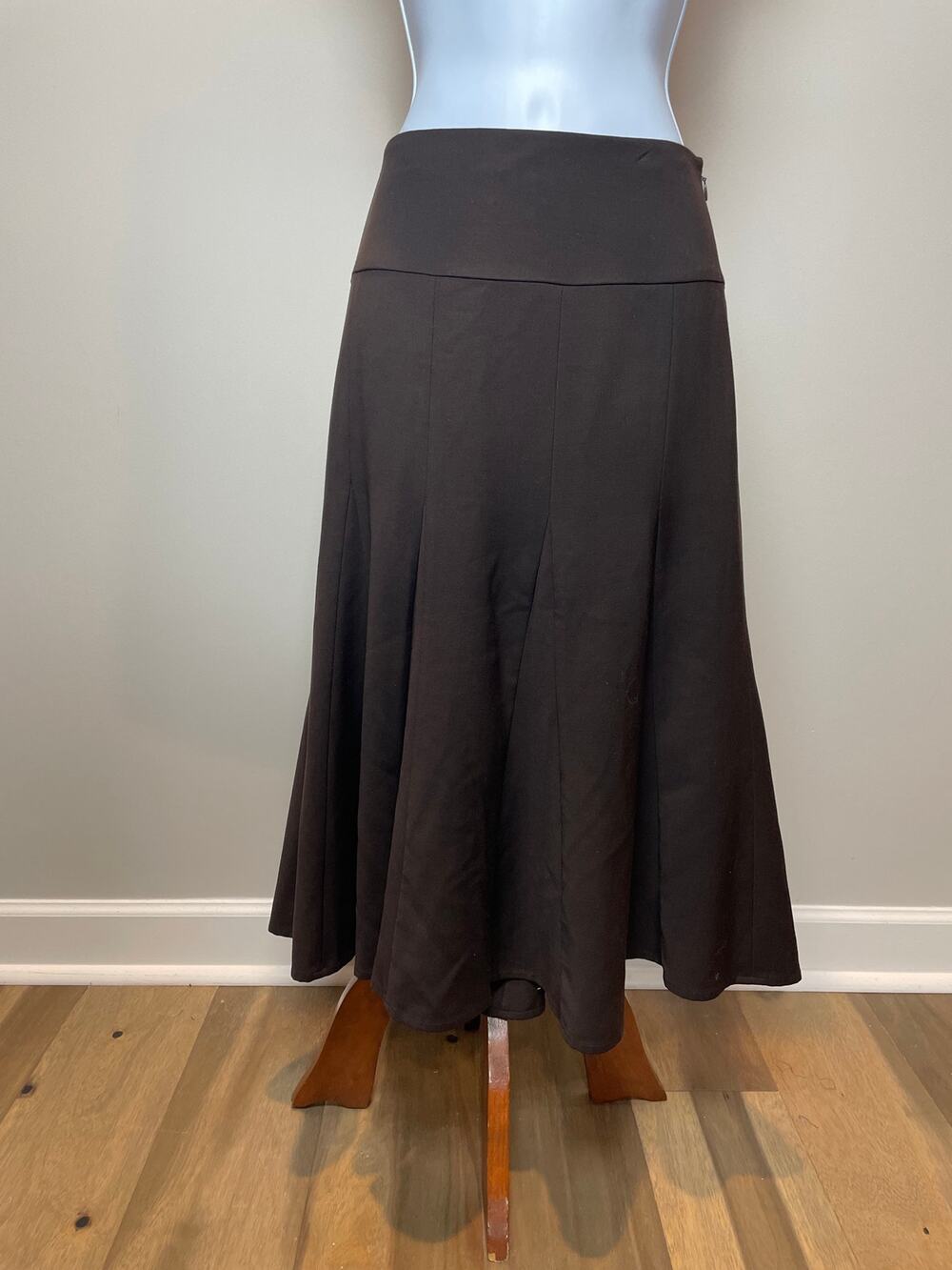 Ann Taylor Flare Skirt Size 4 Brown Wool Blend Lined